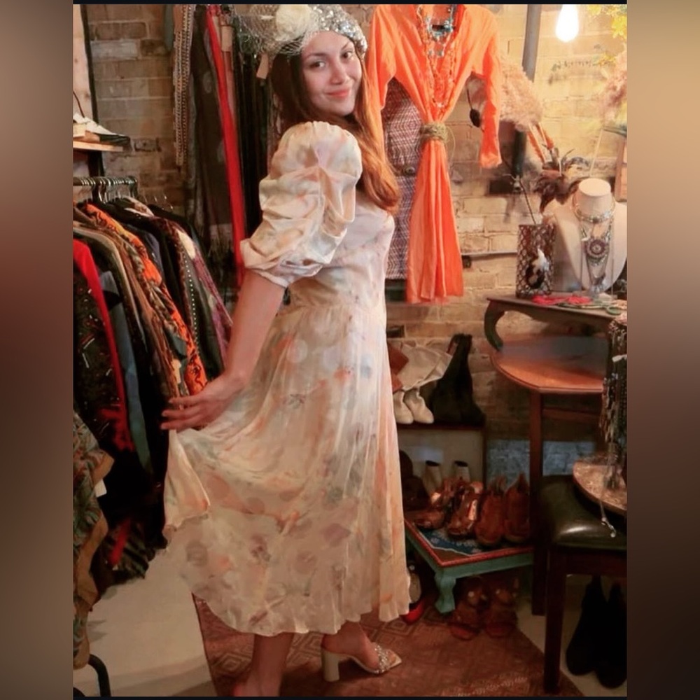 Floral Pink Women's Vintage 80s Dress